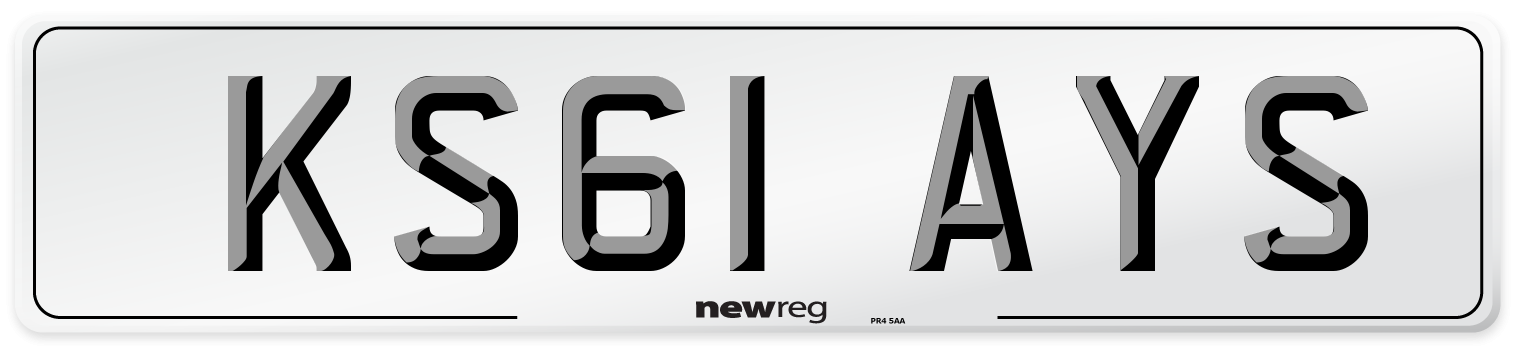 KS61 AYS Number Plate from New Reg